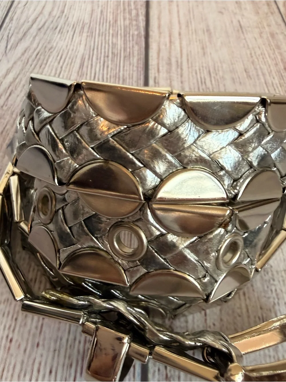 BELT Vintage Braided Silver & Gold belt Medium Large